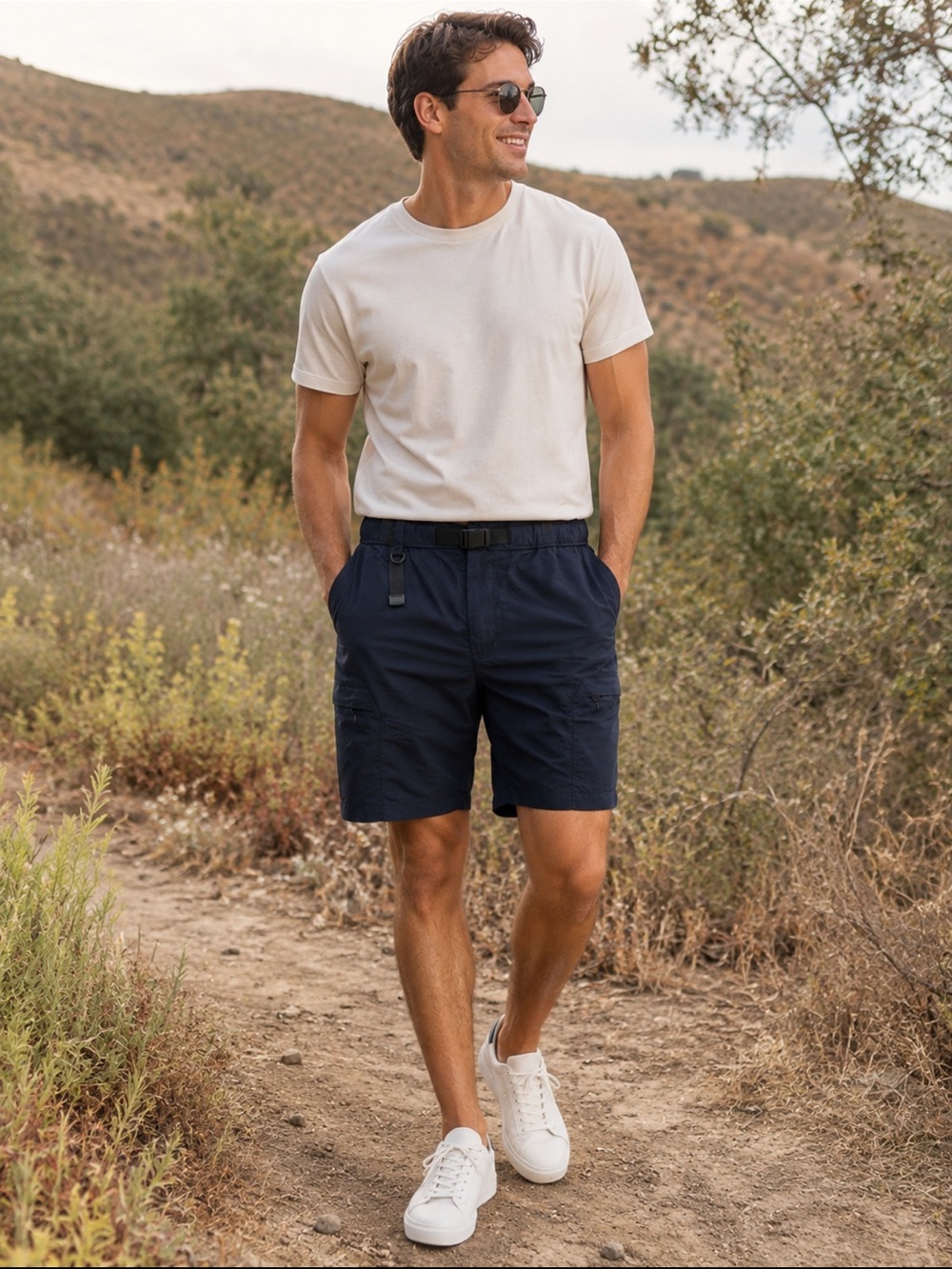 Uniqlo Dri-FIT Hiking Shorts Medium Navy Blue Lightweight Performance Men